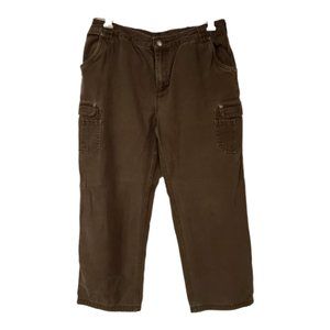 Duluth Trading Co Womens 32x29 Brown Thick Heavy Canvas Work Cargo Jeans Pants